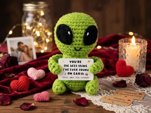 Gifts for Him Her Men Boyfriend Girlfriend Handmade Positive Crochet Alien Valentine's Day Anniversary Birthday Funny Romantic Gifts My Love Men Women Husband Wife Gift in Saudi Arabia