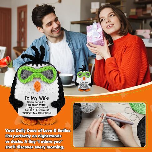 atimier Romantic and Fun Gift for Wife - Ideal for Anniversary, Birthday, Christmas, Valentine's Day & Mother's Day - Adorable Hand - Crafted Penguin - Themed Present in Saudi Arabia
