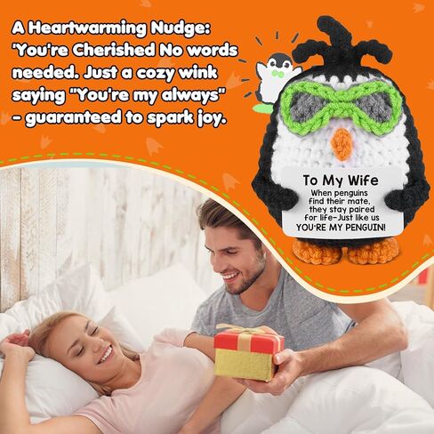 atimier Romantic and Fun Gift for Wife - Ideal for Anniversary, Birthday, Christmas, Valentine's Day & Mother's Day - Adorable Hand - Crafted Penguin - Themed Present in Saudi Arabia