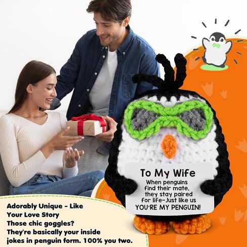 atimier Romantic and Fun Gift for Wife - Ideal for Anniversary, Birthday, Christmas, Valentine's Day & Mother's Day - Adorable Hand - Crafted Penguin - Themed Present in Saudi Arabia