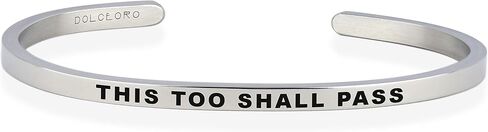 Dolceoro Personalized Inspirational Mantra Cuff Bracelet Jewelry, 3mm wide Shiny 316L Surgical Stainless Steel in Saudi Arabia