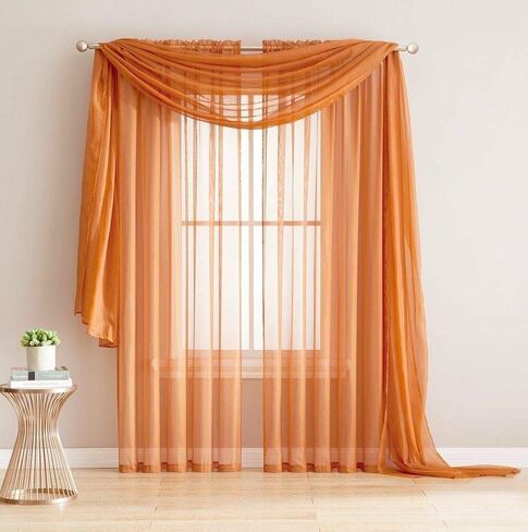 Empire Home 216" Long Sheer Curtain Valance Window/Scarf Great Value 25 Colors (Pink) in Saudi Arabia