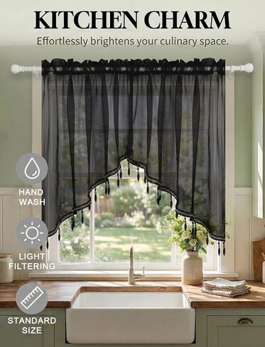 Molaxhome Lace Valances Swag Sheer Curtain Panels with Crystal Beads- Rod Pocket Window Treatment for Kitchen Bedroom Chic Drape Decor Pink 2pcs, W35 x L35 Inch in Saudi Arabia