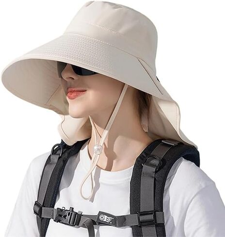Sun-Hats for Women Fishing-Hat - Outdoor Summer Wide-Brim Safari-Hat UV Protection Beach Hat Hiking in Kuwait