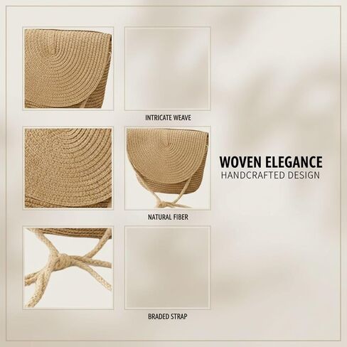 Khaki Women's Straw Hat and Bag Set, Wide Brim Summer Beach Sun Hat with Bow, Handmade Woven Packable Design in Saudi Arabia