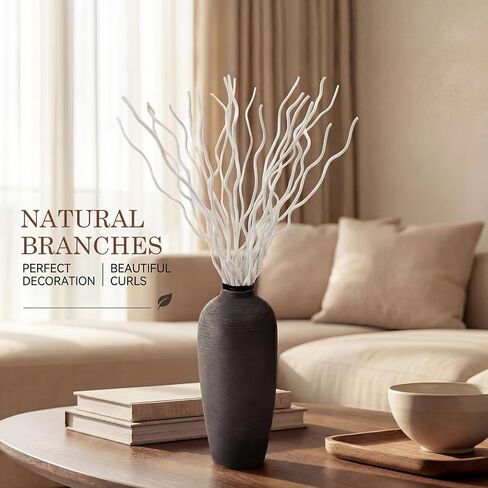 17 Inch Natural Dried Curly Willow Branches, 15 Pcs White Twigs Decorative Twisted White Sticks for Home Wedding Vase Decor in Saudi Arabia