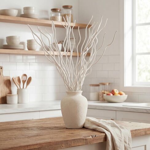 17 Inch Natural Dried Curly Willow Branches, 15 Pcs White Twigs Decorative Twisted White Sticks for Home Wedding Vase Decor in Saudi Arabia