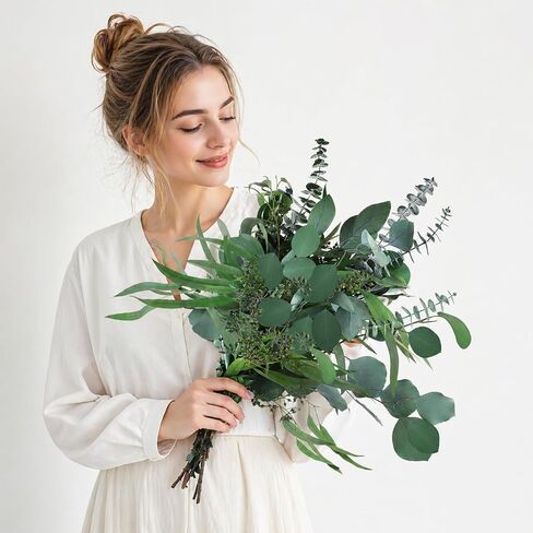 16PCS Real Dried Eucalyptus Stems, Mixed Silver Dollar & Seeded Eucalyptus Leaves, Preserved Natural Greenery for Vase, Wedding Bouquet, Floral Arrangement, Home Decor in Saudi Arabia