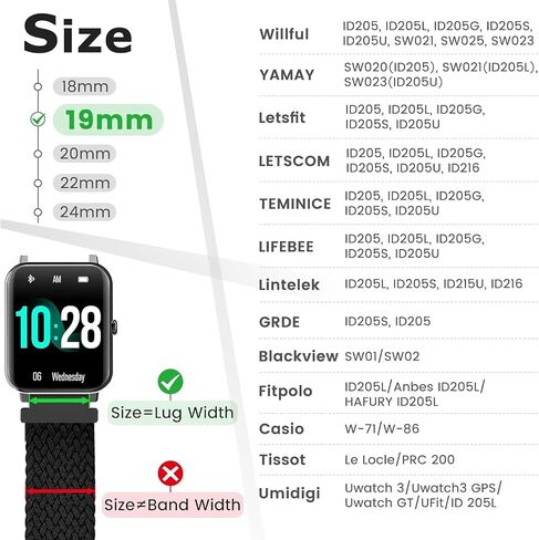سوار ساعة Sundara 18 مم 19 مم 20 مم 22 مم مغناطيسي، متوافق مع Garmin/ID205L/Galaxy/Huawei//Coros للجنسين in Kuwait
