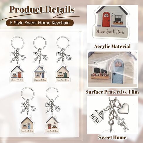 Gerrii 20 Sets Real Estate Agent Closing Gifts Sweet Home Keychains with Congratulations Card Bulk for House Buyers Housewarming Party Favors Key Chains Newlywed Couple Moving in Keepsake Supply in Kuwait