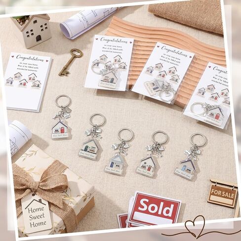 Gerrii 20 Sets Real Estate Agent Closing Gifts Sweet Home Keychains with Congratulations Card Bulk for House Buyers Housewarming Party Favors Key Chains Newlywed Couple Moving in Keepsake Supply in Kuwait
