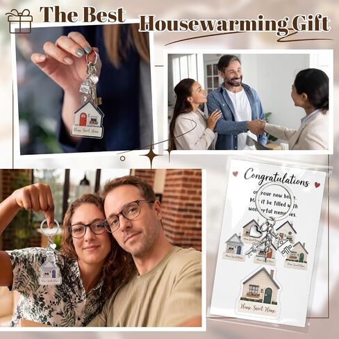 Gerrii 20 Sets Real Estate Agent Closing Gifts Sweet Home Keychains with Congratulations Card Bulk for House Buyers Housewarming Party Favors Key Chains Newlywed Couple Moving in Keepsake Supply in Kuwait