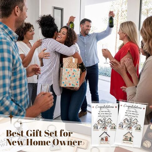 Gerrii 20 Sets Real Estate Agent Closing Gifts Sweet Home Keychains with Congratulations Card Bulk for House Buyers Housewarming Party Favors Key Chains Newlywed Couple Moving in Keepsake Supply in Kuwait