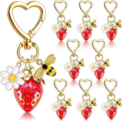 Strawberry Keychain Bulk, 8PCS Cute Fruit Charms for Backpack Purse, Birthday Party Favor for Girls, Teens, Women in Saudi Arabia