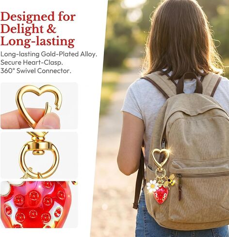 Strawberry Keychain Bulk, 8PCS Cute Fruit Charms for Backpack Purse, Birthday Party Favor for Girls, Teens, Women in Saudi Arabia