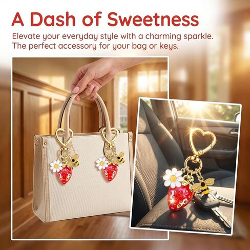 Strawberry Keychain Bulk, 8PCS Cute Fruit Charms for Backpack Purse, Birthday Party Favor for Girls, Teens, Women in Saudi Arabia