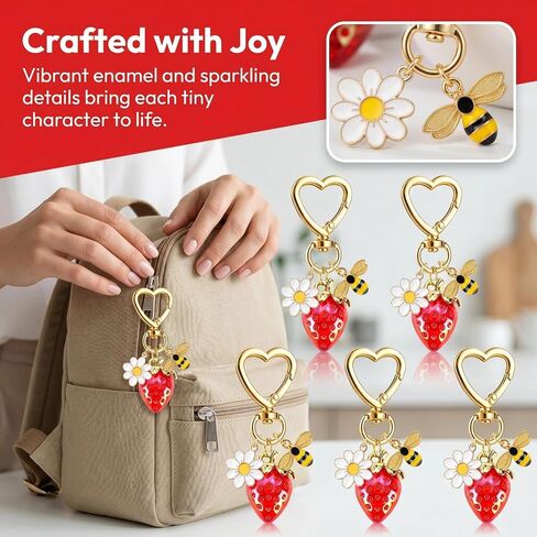 Strawberry Keychain Bulk, 8PCS Cute Fruit Charms for Backpack Purse, Birthday Party Favor for Girls, Teens, Women in Saudi Arabia