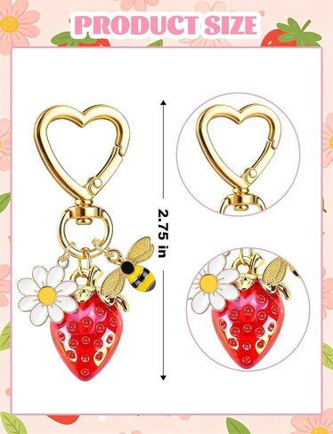 Strawberry Keychain Bulk, 8PCS Cute Fruit Charms for Backpack Purse, Birthday Party Favor for Girls, Teens, Women in Saudi Arabia