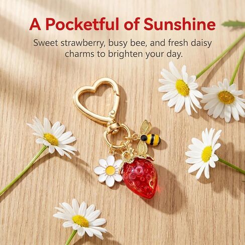 Strawberry Keychain Bulk, 8PCS Cute Fruit Charms for Backpack Purse, Birthday Party Favor for Girls, Teens, Women in Saudi Arabia