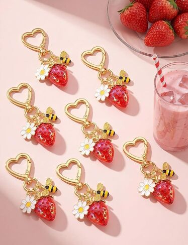 Strawberry Keychain Bulk, 8PCS Cute Fruit Charms for Backpack Purse, Birthday Party Favor for Girls, Teens, Women in Saudi Arabia
