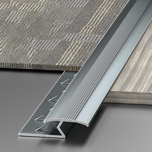 Aluminum Z-Bar Carpet Transition Strip with Screws, Anti-Slip Floor Edging for Carpets up to 12mm Thick, 90/130cm Length (Gray, 3ft) - Durable & Stylish Edge Protector in Kuwait