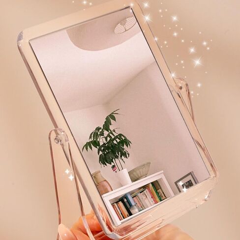 Vanity Mirror Make up Mirrors on Stand Double Sided Desk Makeup Tabletop Mirror, Travel Portable Folding Table Mirror with Stand Bathroom for Dressing in Saudi Arabia