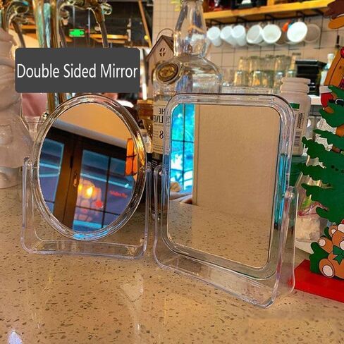 Vanity Mirror Make up Mirrors on Stand Double Sided Desk Makeup Tabletop Mirror, Travel Portable Folding Table Mirror with Stand Bathroom for Dressing in Saudi Arabia