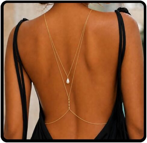 Gold Plated Body Chains for Women Adjustable Rhinestone Back Chain Necklace for Backless Dress Wedding Silver Belly Chain Waist Sexy Jewelry for Women Beach Vacation & Parties in Saudi Arabia