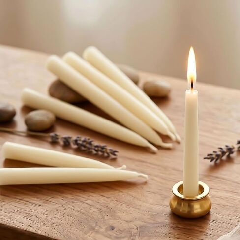 Beeswax Meditation Candles, 20 Minute Mini Taper Candles with Candle Holder | Beeswax,20Pack,Chime,Prayer,Non Toxic,Small,Spell,Birthday,Shabbat,Ritual,Yellow,Natural,Unscented,Witchcraft,Altar,Orthodox in Saudi Arabia
