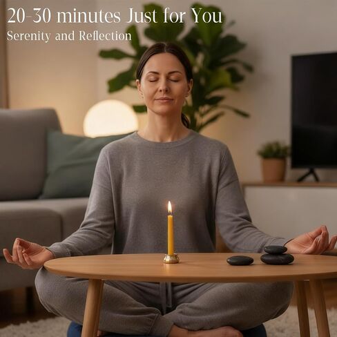 Beeswax Meditation Candles, 20 Minute Mini Taper Candles with Candle Holder | Beeswax,20Pack,Chime,Prayer,Non Toxic,Small,Spell,Birthday,Shabbat,Ritual,Yellow,Natural,Unscented,Witchcraft,Altar,Orthodox in Saudi Arabia