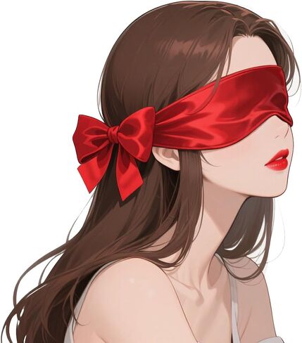 Satin Eye Mask Comfortable Blindfold with 4 pcs Ribbon Ankle Wrist Straps for Women Men (Red) in Saudi Arabia