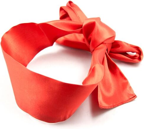 Satin Eye Mask Comfortable Blindfold with 4 pcs Ribbon Ankle Wrist Straps for Women Men (Red) in Saudi Arabia