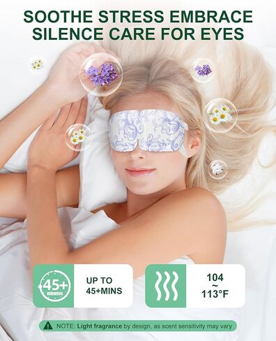 Heated Eye Mask Disposable 24 Pack, Large, 46+ Min Self Heating Steam Eye Mask for Dry Eyes Dark Circles Puffy for Sleep Travel Office, Warming Rest Eyes Mask Best Gifts for Women (Chamomile) in Saudi Arabia