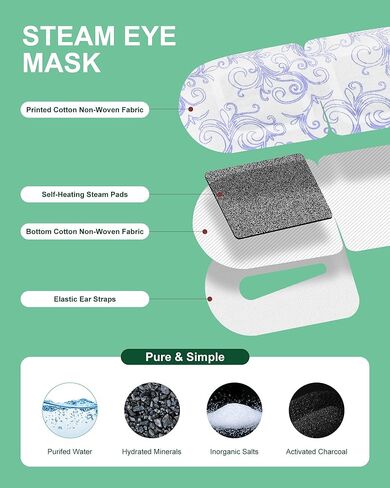 Heated Eye Mask Disposable 24 Pack, Large, 46+ Min Self Heating Steam Eye Mask for Dry Eyes Dark Circles Puffy for Sleep Travel Office, Warming Rest Eyes Mask Best Gifts for Women (Chamomile) in Saudi Arabia
