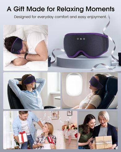 MUSICOZY Sleep Mask with Bluetooth Headphones, 3D Wireless Sleeping Eye Masks, Bluetooth Eye Masks 14-Hour Playtime, Ultra-Soft Breathable, Perfect for Side Sleepers, Women Men(Royal Purple) in Saudi Arabia
