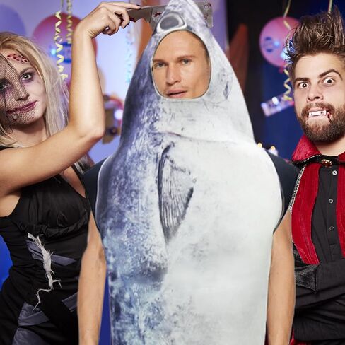 Yeory Halloween Fish Costume, 26.4x66.9 Inch Fish Costume Adult, Sponge Under the Sea Costumes, Funny Fancy Dress for Adults Costume Party, Cosplay, Shark Costume Adult, Medium in Saudi Arabia