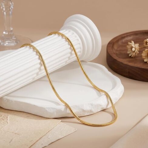سلسلة ذهبية 14 قيراط للنساء سلسلة ذهبية 14 قيراط للرجال 1.5/2.0/2.5 مم قلادات ثعبان ذهبية للنساء قلادة سلاسل ثعبان للرجال قلادة متعرجة سلسة ومذهلة بهدوء للنساء 14/16/18/20/22/24/26/30 بوصة in Kuwait