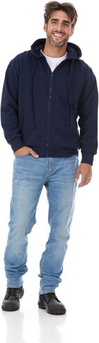 North 15 Mens Fleece Hoodie - Thermal lined sweatshirt - Cotton Blend Jacket Zipper Front-Nv-Md in Saudi Arabia