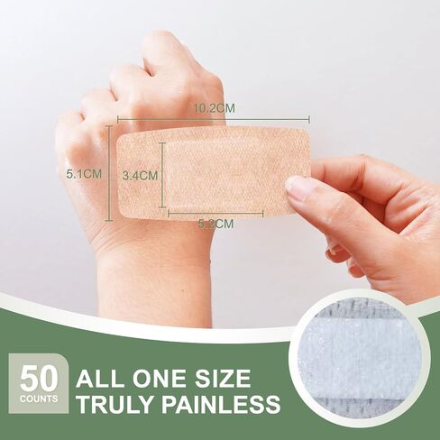 Hysimedy Silicone Bandages for Sensitive Fragile Skin 2"x4" 50 Count Flexible Fabric Latex Free Hypoallergenic Breathable Large Bandages for Wounds Easy Painless Removal for Geriatric and Children in Saudi Arabia