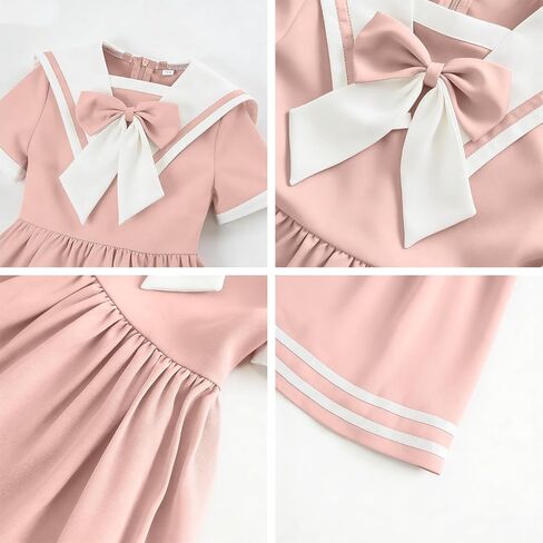 OBEEII Girls 1950s Vintage Dress Retro Sailor Collar Cocktail Swing Midi Dress Audrey Hepburn Rockabilly Tea Party Dresses in Kuwait