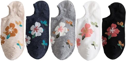 Cute Flower Patterned Socks for Women Daily Wear Low Cut Socks Novelty Cotton Sock for Casual in Saudi Arabia