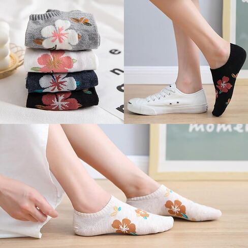 Cute Flower Patterned Socks for Women Daily Wear Low Cut Socks Novelty Cotton Sock for Casual in Saudi Arabia
