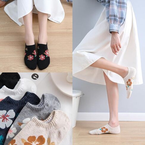 Cute Flower Patterned Socks for Women Daily Wear Low Cut Socks Novelty Cotton Sock for Casual in Saudi Arabia