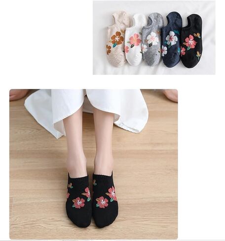 Cute Flower Patterned Socks for Women Daily Wear Low Cut Socks Novelty Cotton Sock for Casual in Saudi Arabia