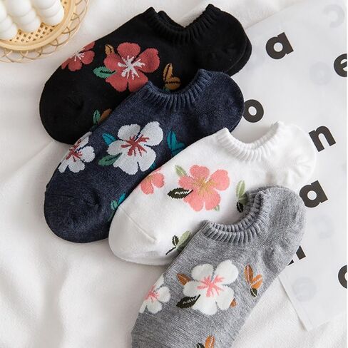 Cute Flower Patterned Socks for Women Daily Wear Low Cut Socks Novelty Cotton Sock for Casual in Saudi Arabia