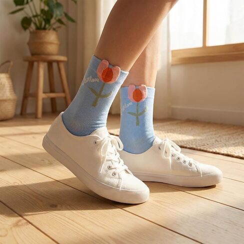 5 Pairs Cute Womens Socks Vintage Flower Socks Cottage Core Floral Sock Fun Sock Vintage Clothes for Women in Saudi Arabia