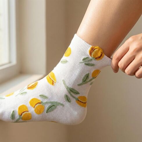 5 Pairs Cute Womens Socks Vintage Flower Socks Cottage Core Floral Sock Fun Sock Vintage Clothes for Women in Saudi Arabia