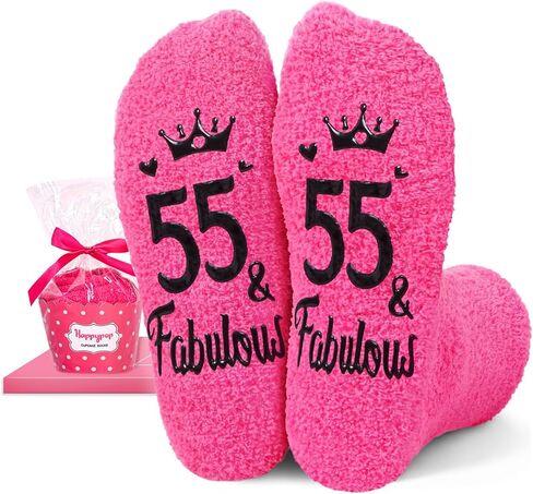 HAPPYPOP 55th Birthday Gifts - Socks for 55 Year Old Women, 55th Birthday Gift Ideas for Mom Grandmother in Saudi Arabia