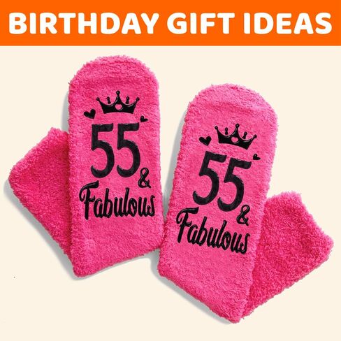 HAPPYPOP 55th Birthday Gifts - Socks for 55 Year Old Women, 55th Birthday Gift Ideas for Mom Grandmother in Saudi Arabia