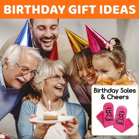 HAPPYPOP 55th Birthday Gifts - Socks for 55 Year Old Women, 55th Birthday Gift Ideas for Mom Grandmother in Saudi Arabia